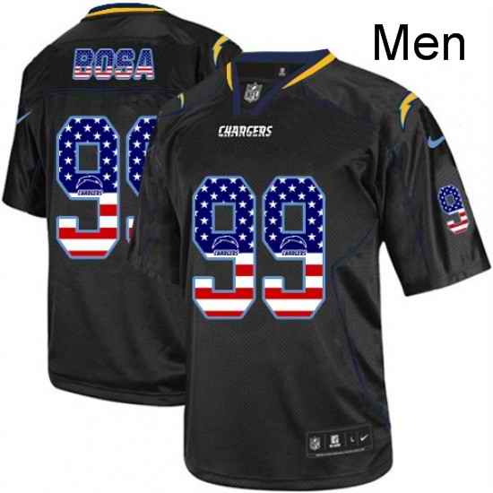 Men Nike Los Angeles Chargers 99 Joey Bosa Elite Black USA Flag Fashion NFL Jersey